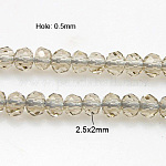 Chapelets de perles en cristal en verre, facette, rondelle, linge, 3x2.5mm, Trou: 0.5mm, Environ 164~170 pcs/chapelet, 16 pouce