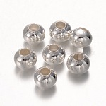 Perles d'espacement rondes en fer plaqué argent, 8mm, Trou: 3mm