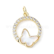 Подвески из латуни микропаве с фианитами и стеклом KK-F892-50G-01
