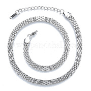 304 Stainless Steel Mesh Chains Necklace for Men Women NJEW-N052-03P