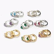 Серьги-кольца из латуни с микро-паве из фианита EJEW-L234-030