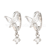 Серьги-кольца из платины и бабочки из латуни EJEW-L270-11P-01