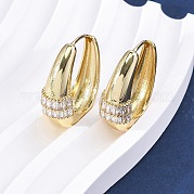 Овальные серьги-кольца из латуни с микропаве из прозрачных кубических цирконий EJEW-G425-03G