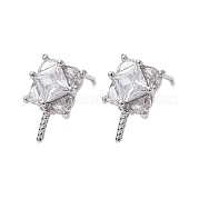 Серьги-пусеты из латуни с микропаве из кубического циркония KK-K360-29P