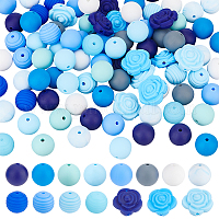 FASHEWELRY 68Pcs Cow Print Silicone Bead Turquoise Silicone Focal Beads  15mm Silicone Rubber Beads for DIY Keychains Crafts Jewelry Making with  Cord 