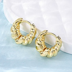 Pendiente de aro de latón chapado en estante de anillo giratorio para mujer, Plateado de larga duración, sin plomo y el cadmio, real 18k chapado en oro, 14x6.5x15mm, pin: 1 mm