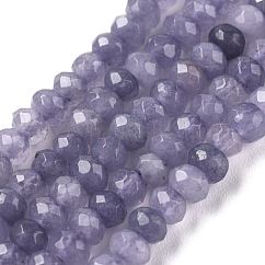 Chapelets de perles en rondelles en jade de Malaisie naturel teint, facette, bleu ardoise, 4x2~3mm, Trou: 1mm, Environ 110~115 pcs/chapelet, 14 pouce