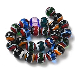 Manuell Murano Glas Perlen, Runde, Mischfarbe, 14~14.5x13.5~14.5 mm, Bohrung: 1.8 mm