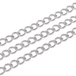 Cadenas trenzadas de acero inoxidable 304 resistentes al deslustre, con carrete, para la fabricación de la joya diy, soldada, color acero inoxidable, 5x3.5x0.6mm