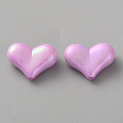 Placcare perline acriliche opache, cuore, viola, 15.5x22x8.5mm, Foro: 1.6 mm