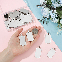 30 шт. 201 нержавеющая сталь с закругленными углами и штампованными пустыми бирками-подвесками STAS-ME0002-06