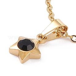 Серьги-гвоздики и ожерелья с подвесками и покрытием из страз с вакуумным покрытием PVD STAS-C028-01G