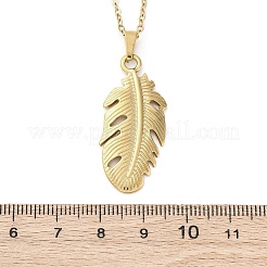 Ожерелья с подвесками из нержавеющей стали 304 в виде листа&nbsp;NJEW-M096-17G