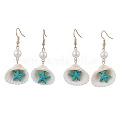 Серьги-подвески в форме ракушки из нержавеющей стали 304&nbsp;EJEW-JE06269