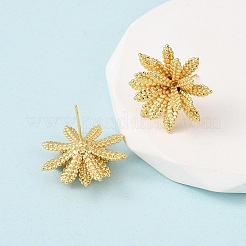 Серьги-гвоздики из латуни с цветком EJEW-D346-06G