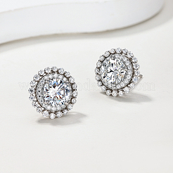 925 paio di orecchini a lobo da donna in argento sterling con moissanite pavé&nbsp;EZ0984
