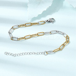 4 mm zweifarbige Armbänder aus strukturiertem Edelstahl 304 mit Büroklammer-Design für Damen und Herren&nbsp;SA-CBAB767-13GP