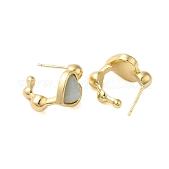 Aretes de corazón de amazonita de flor natural&nbsp;EJEW-K287-01G-06