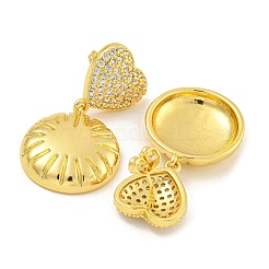 Серьги-гвоздики из латуни с микропаве из прозрачного кубического циркония EJEW-I313-15B-G