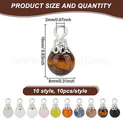 100шт 10 стиля натуральные подвески из драгоценных камней PALLOY-GO00003