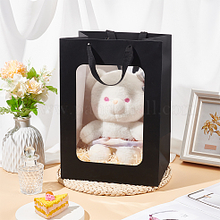 Бумажные подарочные пакеты с видимым окном и веревочными ручками ABAG-WH0040-14A