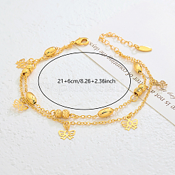Винтажные пляжные латунные браслеты на ногу с двухслойной цепочкой и бантом и кисточками для женщин UO2435