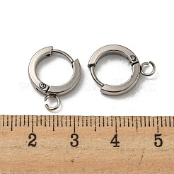 変色しにくい201ステンレススチール製ハギーフープピアス金具  垂直ループ付き  316サージカルステンレススチールイヤリングピン付き  リング  ステンレス鋼色  13x2.5mm  穴：2.7mm  ピン：1mm&nbsp;STAS-A167-01J-P
