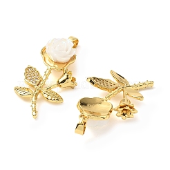 Латунный микропаве прозрачный кубический цирконий с подвесками из смолы&nbsp;KK-G533-01G-02