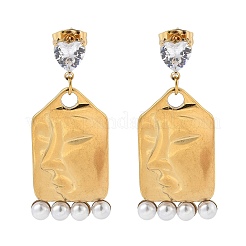 Серьги-гвоздики из нержавеющей стали 304 с микропаве из прозрачных кубических цирконий&nbsp;EJEW-D309-03G