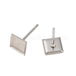 Устойчивые к потускнению серьги-кабошоны из нержавеющей стали 304 пустые оправы&nbsp;STAS-Q170-09