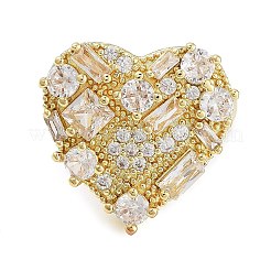 Кольца из латуни с микро-паве и кубическим цирконием в форме сердца RJEW-C080-05G
