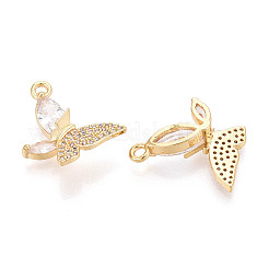 Латунные микропаве прозрачные подвески с фианитом&nbsp;KK-T077-37G