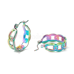 Pendientes de aro gruesos de cadena de eslabones de acero inoxidable 304 para mujer con baño de iones (IP)&nbsp;EJEW-P197-05MC