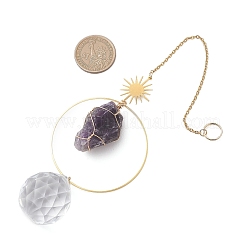 3 шт. подвесных круглых ловцов солнца из натурального аметиста&nbsp;HJEW-JM04660