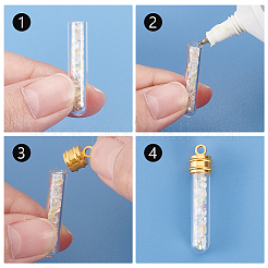 16 шт. 2-х цветные подвески в виде бутылок желаний из прозрачного стекла&nbsp;GLAA-PH0003-10