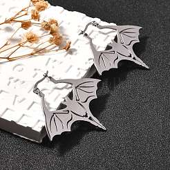 Некорневая нержавеющая сталь 304 серьги-кольца в форме летучей мыши для женщин&nbsp;EJEW-R156-07P