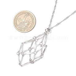 304 нержавеющая сталь пустой макраме мешочек кулон сингапурская цепочка ожерелья&nbsp;NJEW-JN05284-02