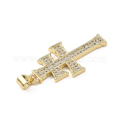 Pendentifs religieux en laiton sertis de micro-pavés de zircone cubique transparente&nbsp;KK-B177-03G-02