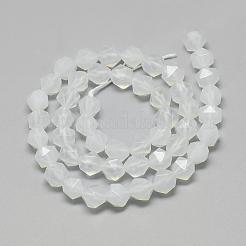 天然ホワイトアゲート瑪瑙ビーズ連売り  スターカットラウンドビーズ  多面カット  9.5~10x9mm  穴：1.5mm  約37~39個/連  14.9インチ&nbsp;G-S149-05-10mm
