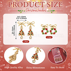 2 пара двух стилей сережек-гвоздиков из сплава стекла с бантом&nbsp;EJEW-TA00699