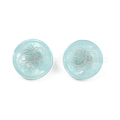1穴樹脂合金シャンクボタン  花柄とフラットラウンド  ゴールドカラー  空色  11~11.5x6.5~7mm  穴：3x2mm&nbsp;FIND-B065-03G-08