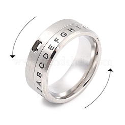 ステンレススチール製スピナーリング  数字と文字の模様  ユニセックス用ワイドバンドリング  ステンレス鋼色  8mm  内径：17.3mm&nbsp;RJEW-C019-07P