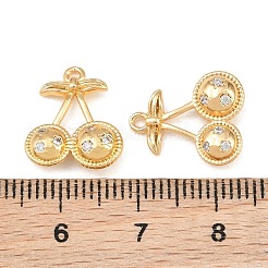 真鍮マイクロパヴェクリアキュービックジルコニアチャーム  さくらんぼのチャーム  18KGP本金メッキ  15x13x4mm  穴：1.2mm&nbsp;CU-CBA804C-12G
