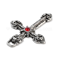 クロス合金ラインストーンチャーム  アンティークシルバー  シャム  50x35.5x4mm  穴：4.5x2mm&nbsp;FIND-U006-15AS-05
