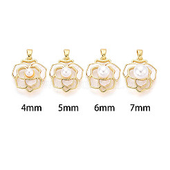 Colgantes con pasador de perla en forma de copa de latón y concha&nbsp;LS-KK-T079-36G