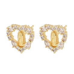 Серьги-гвоздики с изображением Девы Марии из латуни с микропаве из прозрачных кубических цирконий&nbsp;EJEW-F400-23B-G