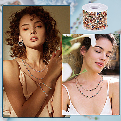 1 рулон латунных стеклянных цепочек в форме сердца CHC-FG0001-04