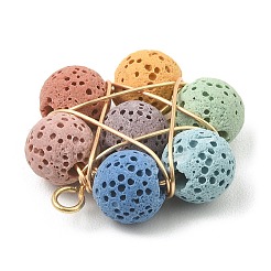 Pendenti con perline tinte in pietra lavica naturale&nbsp;PALLOY-TA00085-01