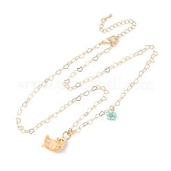 Collares con colgante de flor en forma de gato con esmalte de acero inoxidable 304 para mujer&nbsp;SA-CBA8F25-01B