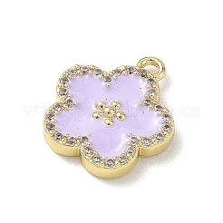 Pendentifs en laiton micro pavé de zircons cubiques transparents et émail&nbsp;KK-A300-18E